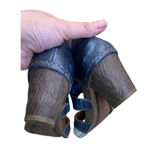 Art Co Blue And White Open Toe Cross Strap Leather Chunky Heel Sandals Size 39 - Picture 5 of 13